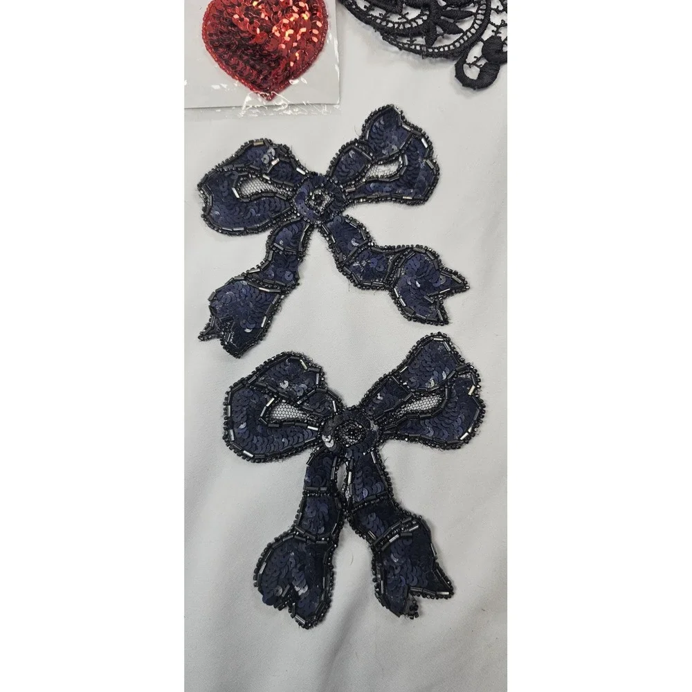 Vintage Sequin Applique Lot Parrot Flag Angel Lace‎ Trim Craft Mixed Bundle